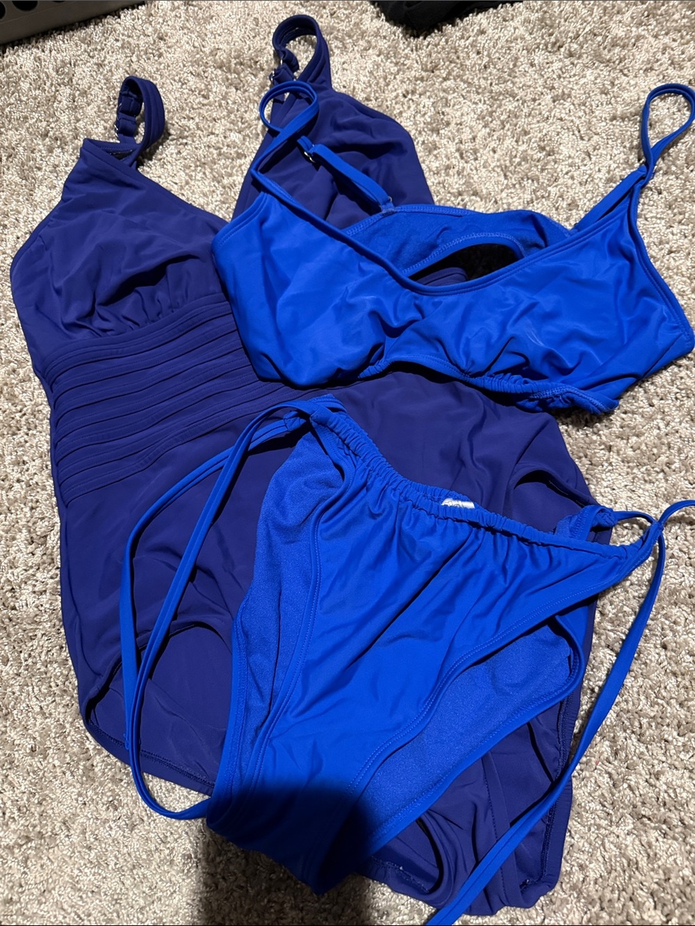 Royal Blue Two-Piece Bikini and One-Piece Swimsuit Set - Picture 1 of 1